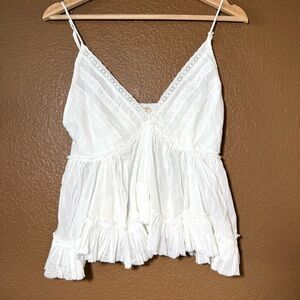 World Together White Cami Lace Asymmetric Babydoll Fairy Coquette Cotton NWT L